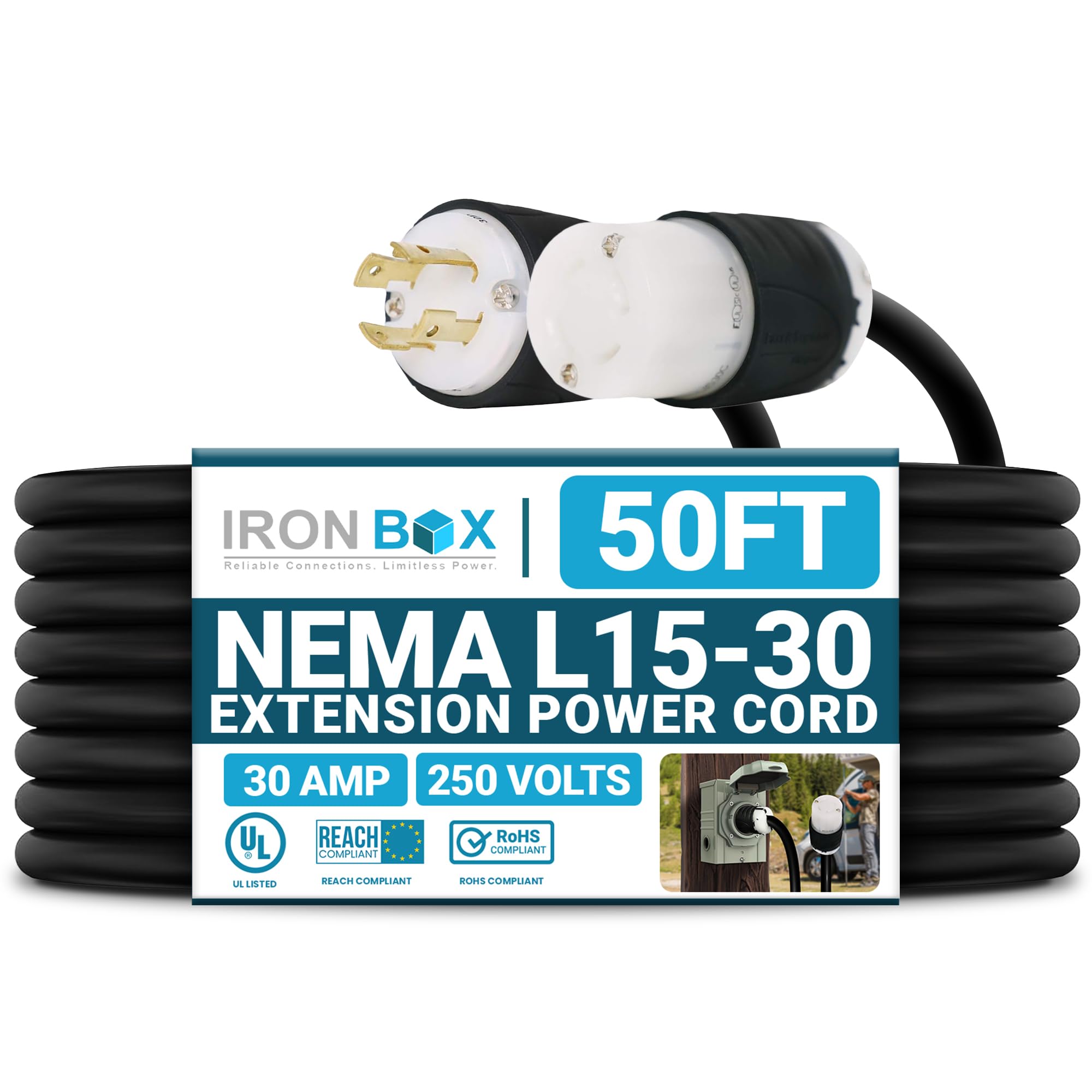 IronBox Electric - NEMA L15-30 Extension Power Cord - Rated for